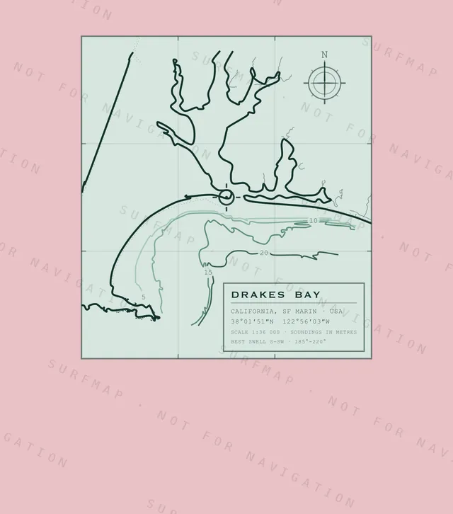 Drakes Bay chart, the full artwork printed on the back