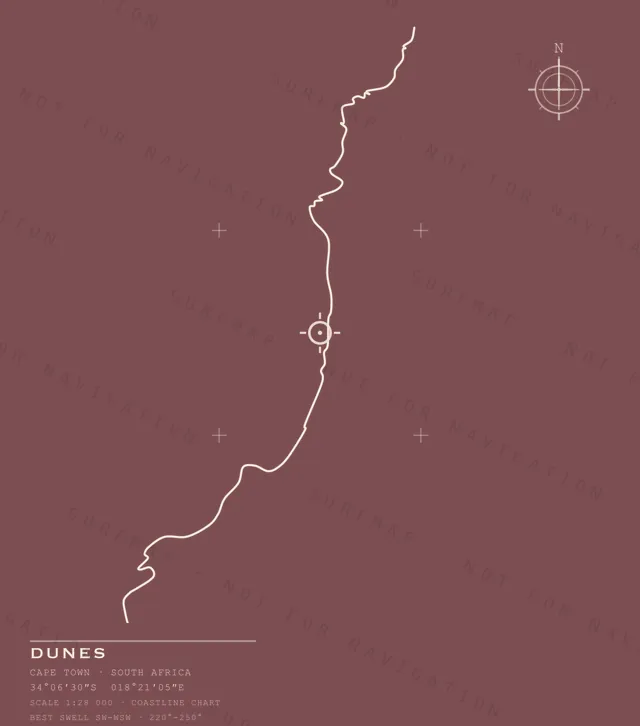 Dunes chart, the full artwork printed on the back