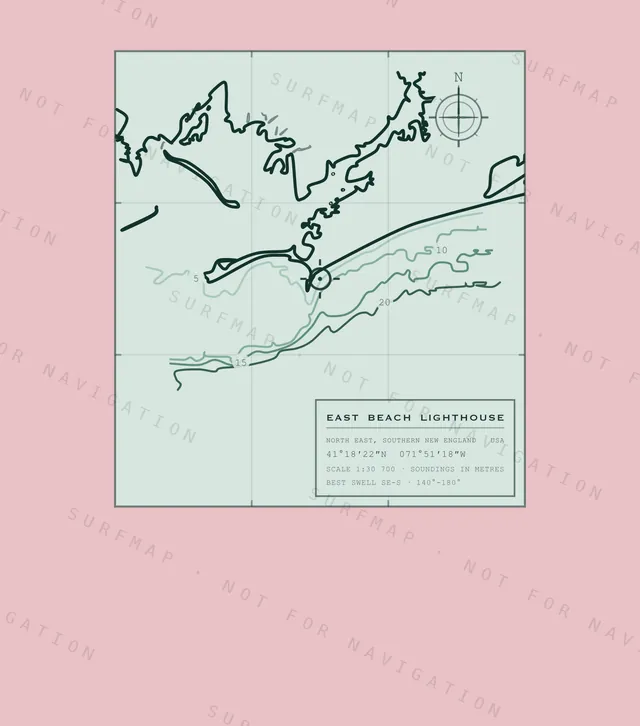 East Beach Lighthouse chart, the full artwork printed on the back