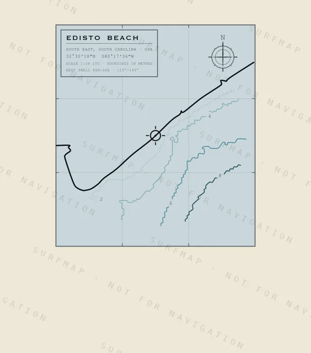 Edisto Beach chart, the full artwork printed on the back