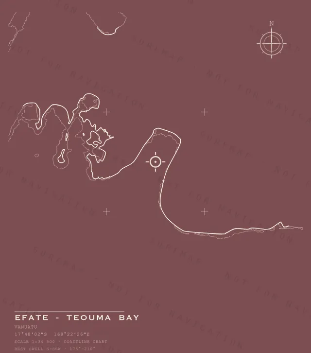 Efate - Teouma Bay chart, the full artwork printed on the back