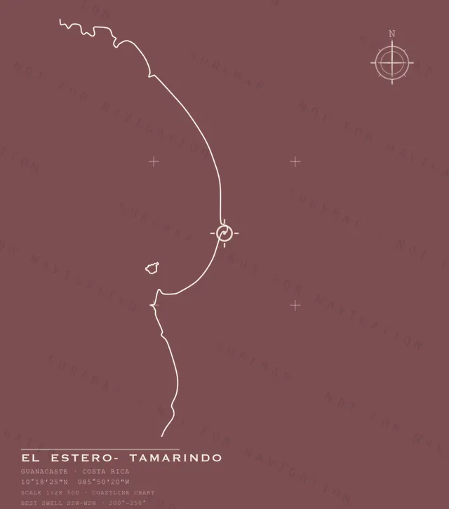 El Estero- Tamarindo chart, the full artwork printed on the back