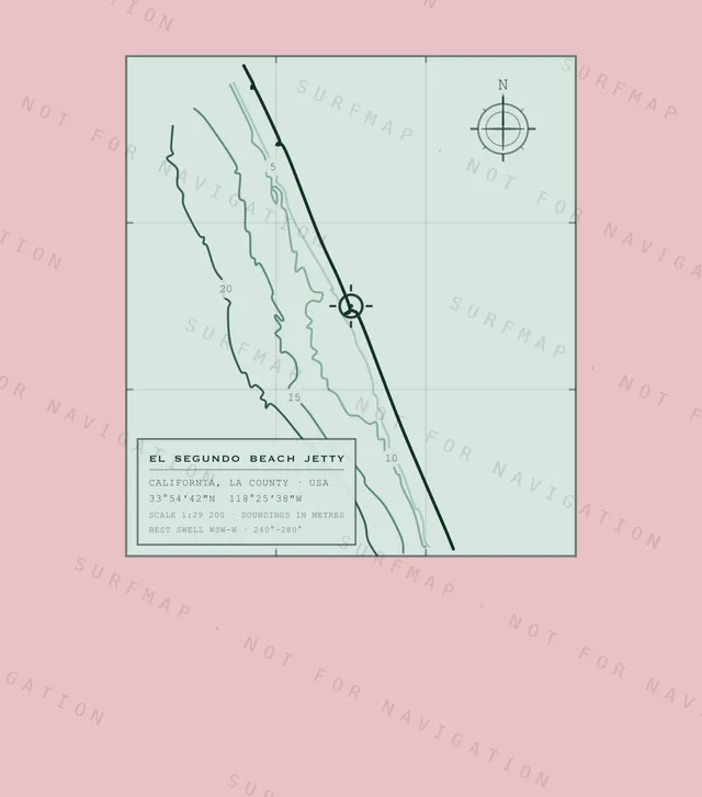 El Segundo Beach Jetty chart, the full artwork printed on the back