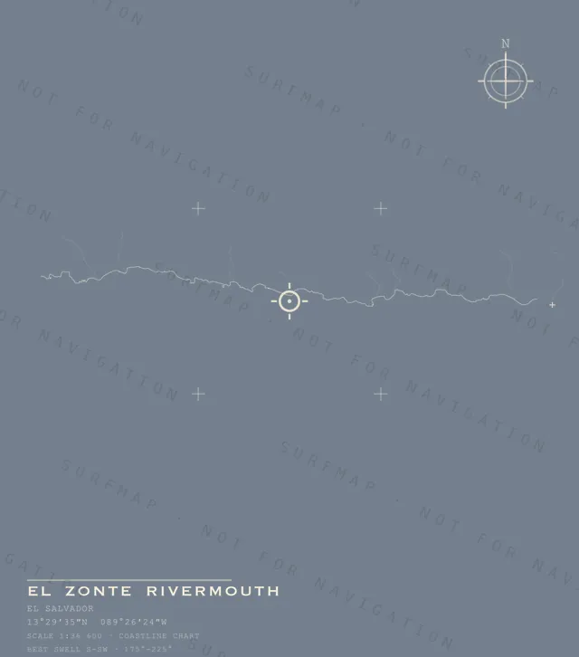 El Zonte Rivermouth chart, the full artwork printed on the back