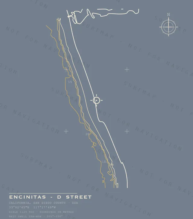 Encinitas - D Street chart, the full artwork printed on the back