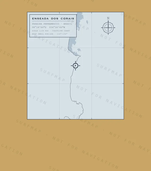 Enseada dos Corais chart, the full artwork printed on the back