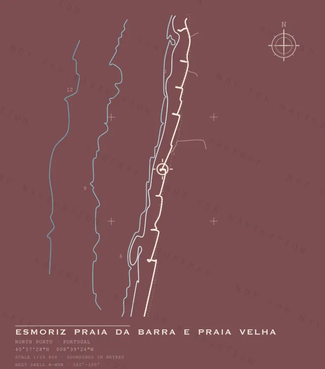 Esmoriz Praia da Barra e Praia Velha chart, the full artwork printed on the back