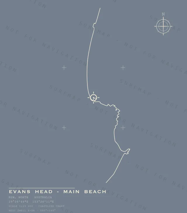 Evans Head - Main Beach chart, the full artwork printed on the back
