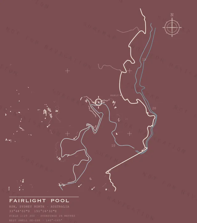 Fairlight Pool chart, the full artwork printed on the back