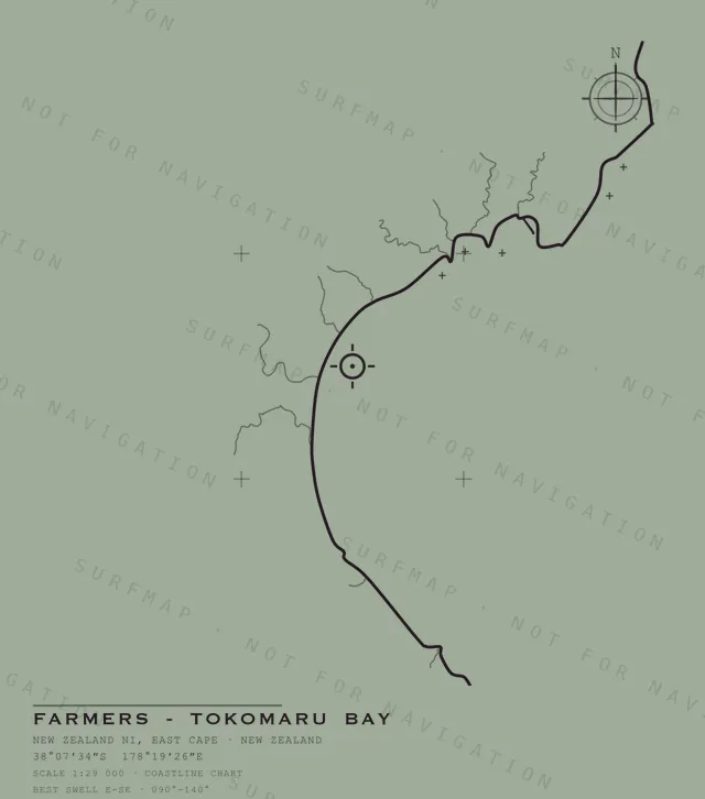 Farmers - Tokomaru Bay chart, the full artwork printed on the back