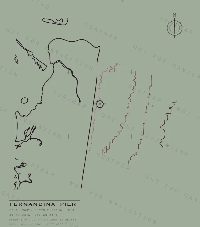 Fernandina Pier chart, the full artwork printed on the back