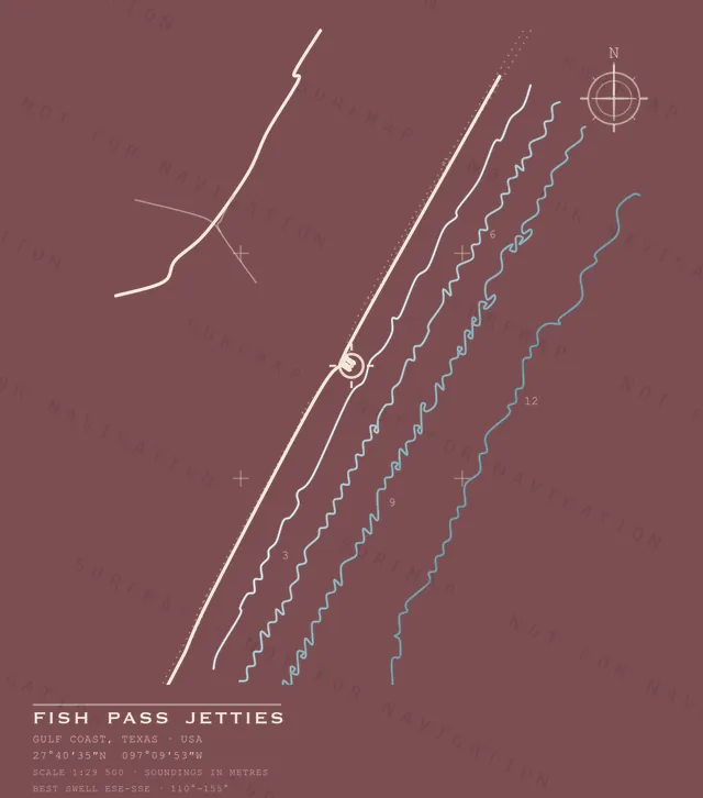 Fish Pass Jetties chart, the full artwork printed on the back