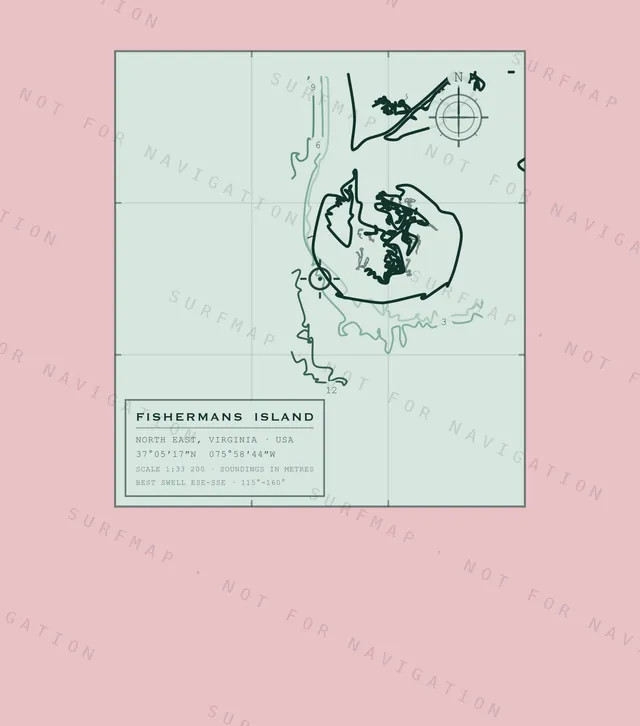 Fishermans Island chart, the full artwork printed on the back