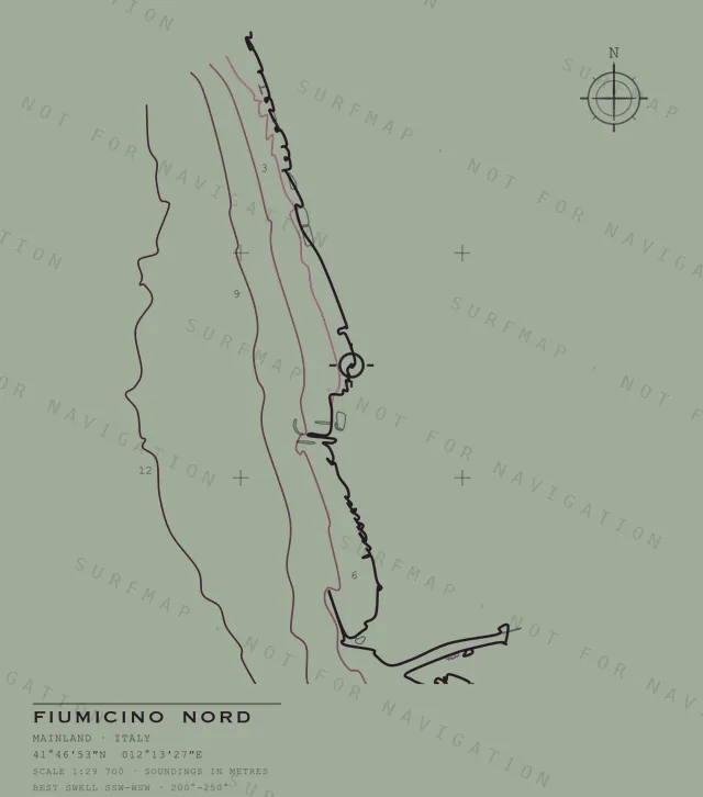 Fiumicino Nord chart, the full artwork printed on the back