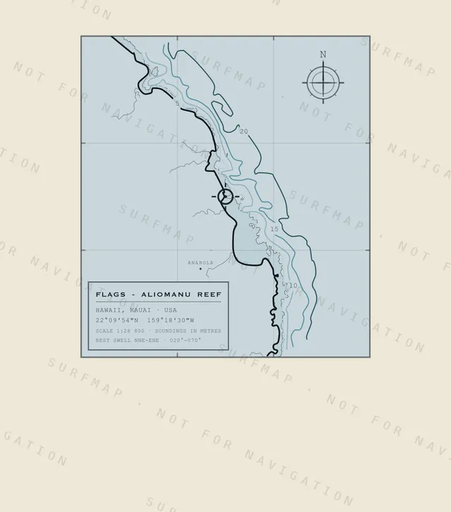 Flags - Aliomanu Reef chart, the full artwork printed on the back