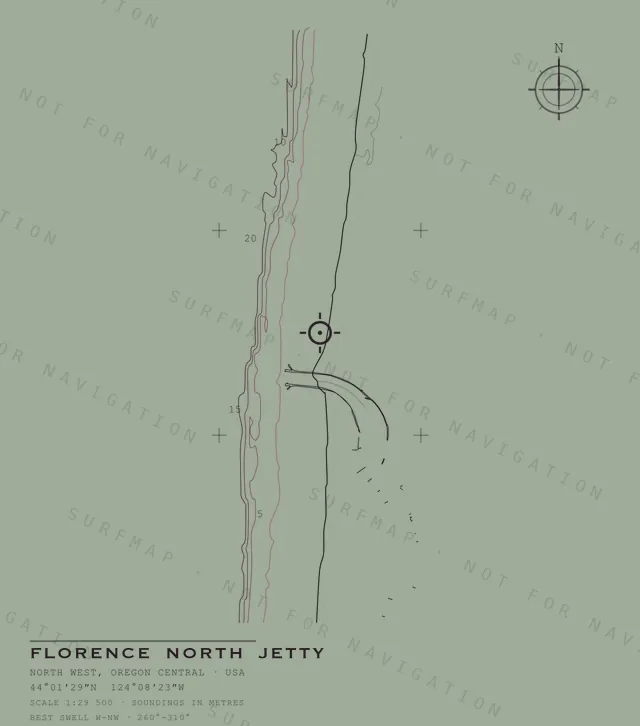 Florence North Jetty chart, the full artwork printed on the back