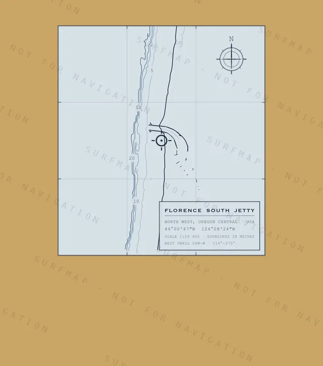 Florence South Jetty chart, the full artwork printed on the back