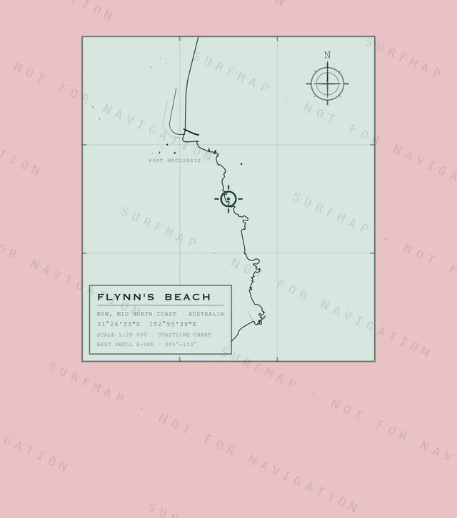 Flynn's Beach chart, the full artwork printed on the back