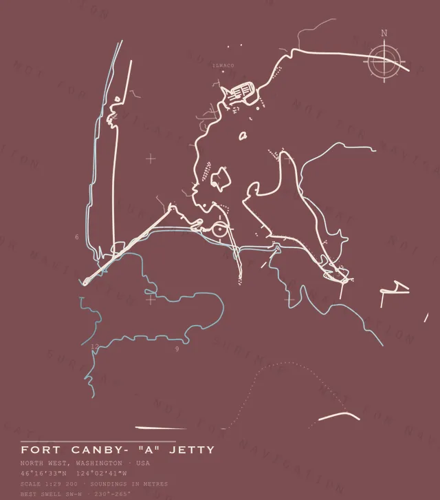 Fort Canby- "A" Jetty chart, the full artwork printed on the back