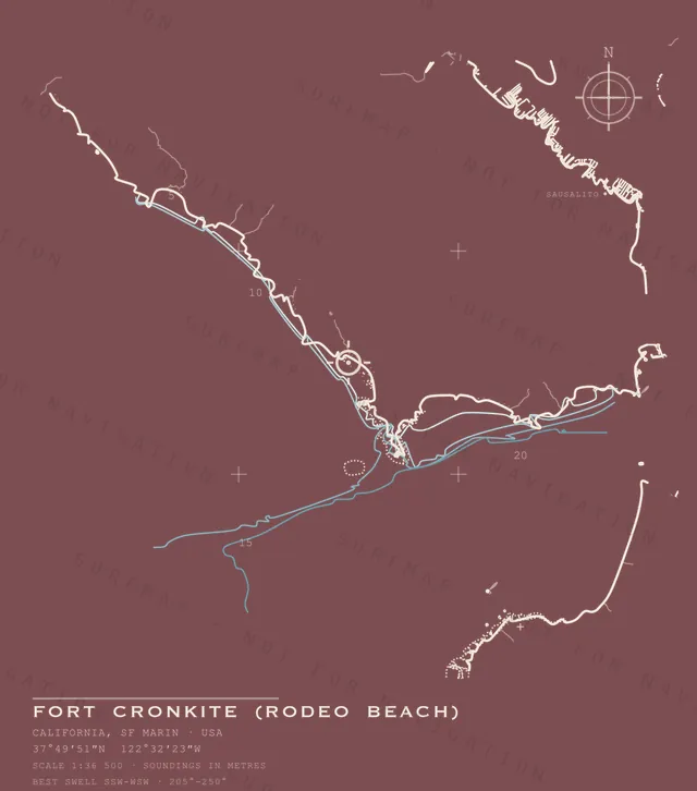 Fort Cronkite (Rodeo Beach) chart, the full artwork printed on the back