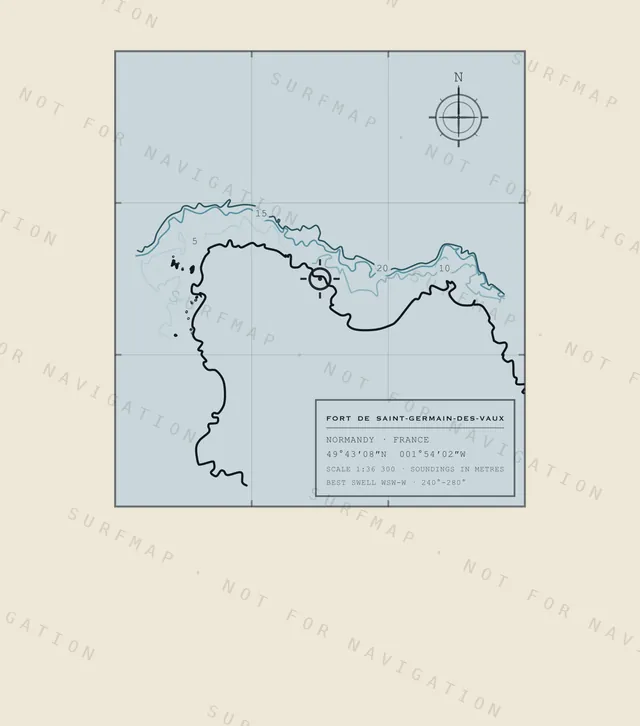 Fort de Saint-Germain-des-Vaux chart, the full artwork printed on the back