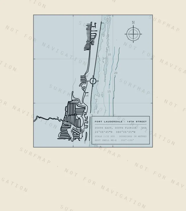 Fort Lauderdale - 14th Street chart, the full artwork printed on the back