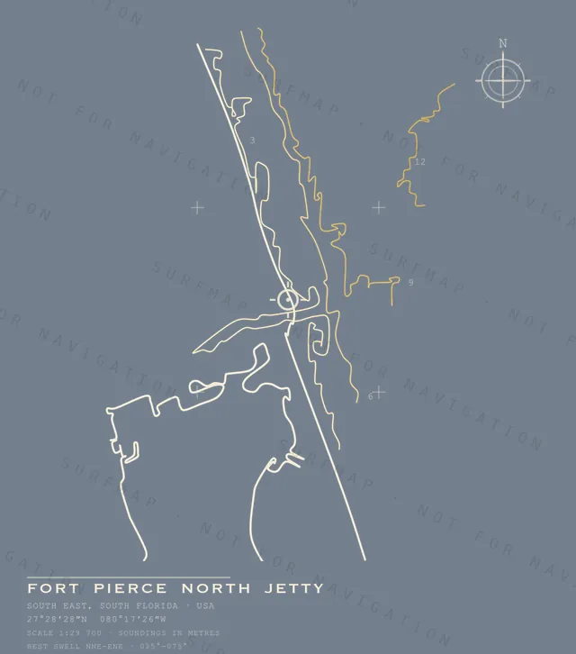 Fort Pierce North Jetty chart, the full artwork printed on the back