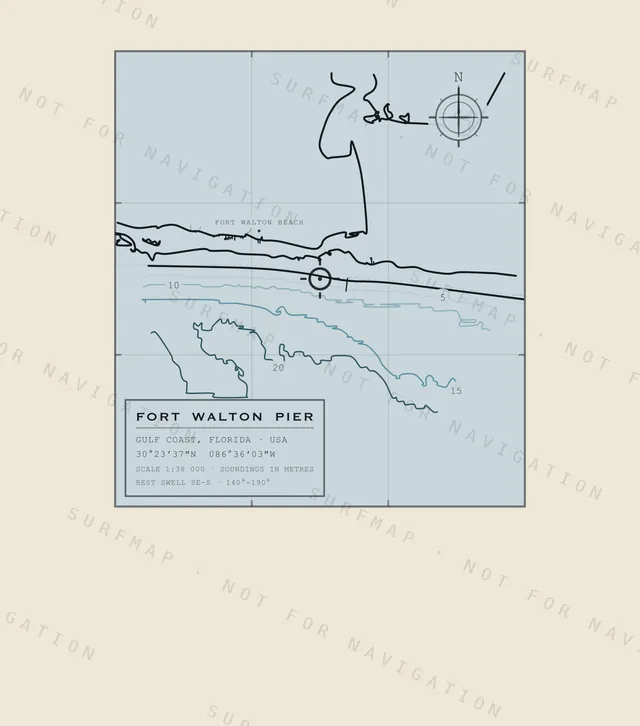 Fort Walton Pier chart, the full artwork printed on the back