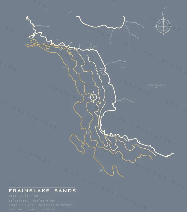 Frainslake Sands chart, the full artwork printed on the back