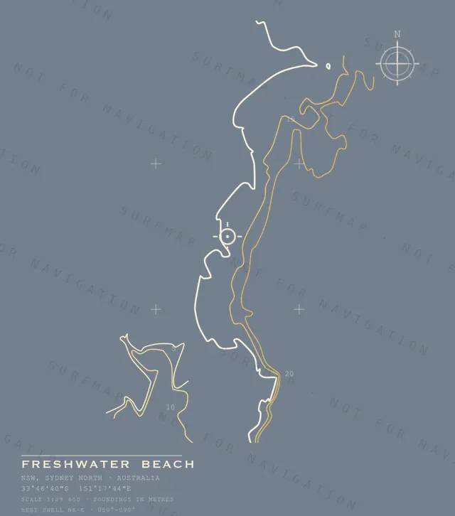 Freshwater Beach chart, the full artwork printed on the back