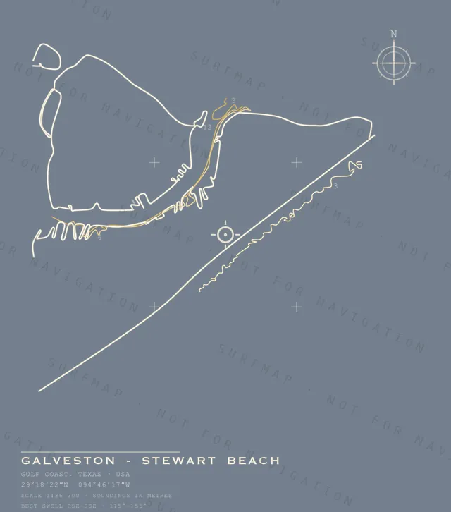 Galveston - Stewart Beach chart, the full artwork printed on the back