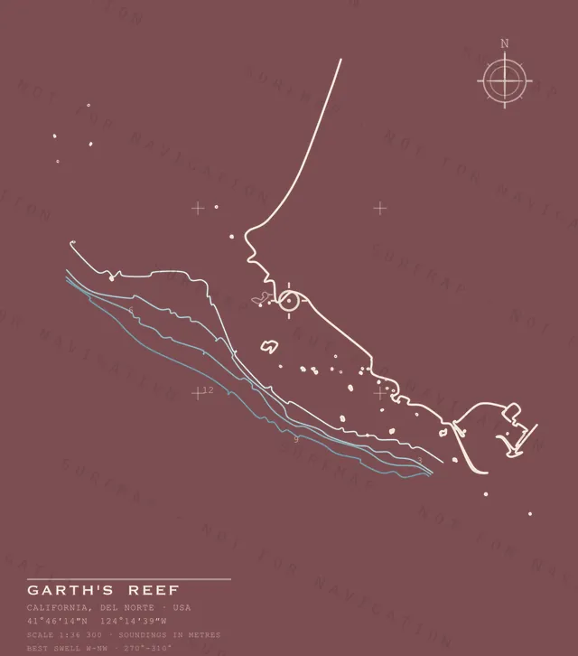 Garth's Reef chart, the full artwork printed on the back