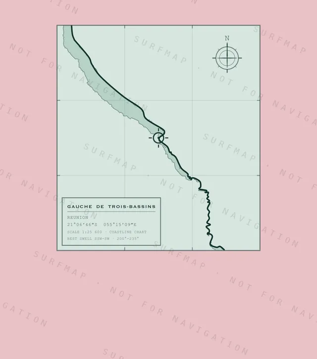 Gauche de Trois-Bassins chart, the full artwork printed on the back