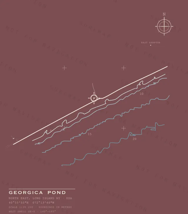 Georgica Pond chart, the full artwork printed on the back