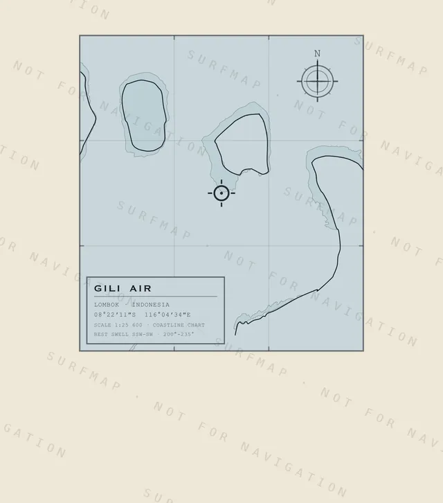 Gili Air chart, the full artwork printed on the back