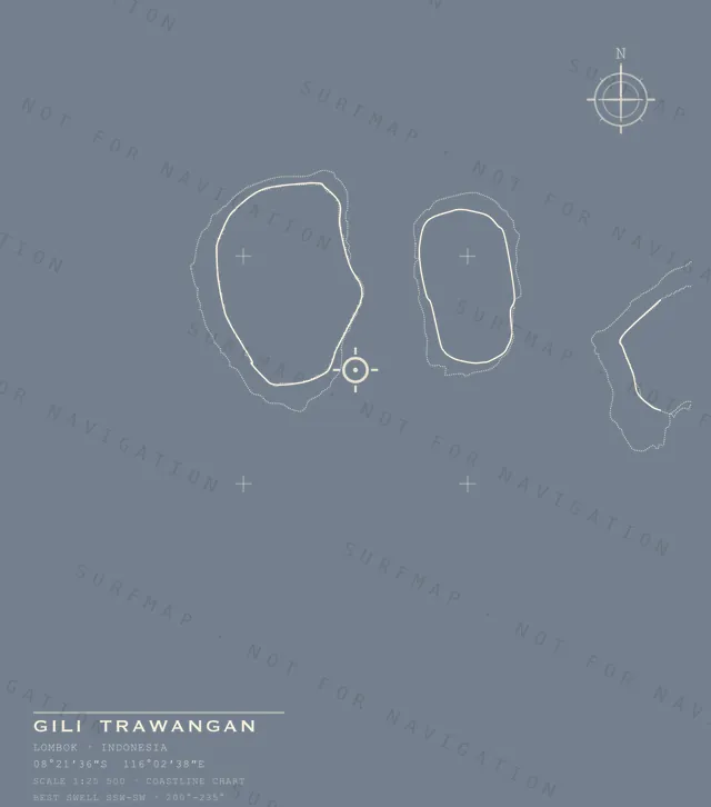 Gili Trawangan chart, the full artwork printed on the back