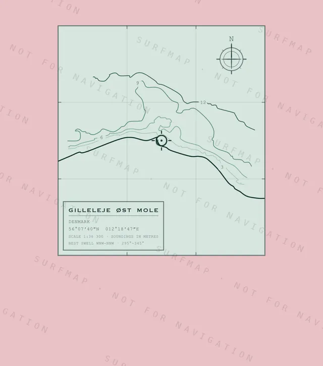 Gilleleje Øst Mole chart, the full artwork printed on the back
