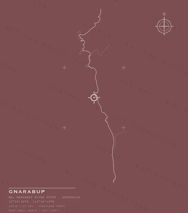 Gnarabup chart, the full artwork printed on the back