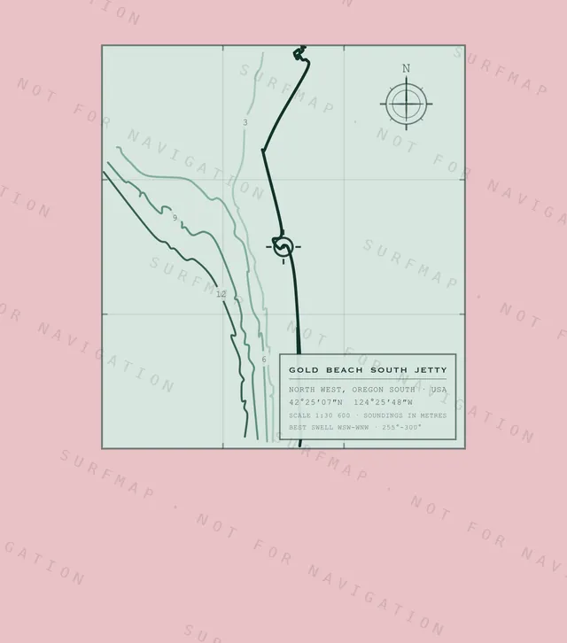 Gold Beach South Jetty chart, the full artwork printed on the back