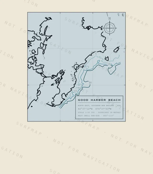 Good Harbor Beach chart, the full artwork printed on the back