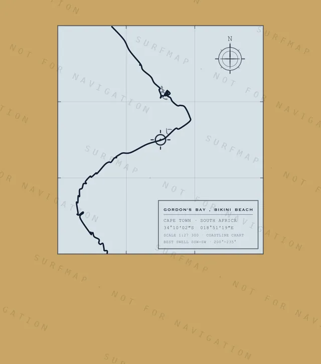 Gordon's Bay , Bikini Beach chart, the full artwork printed on the back
