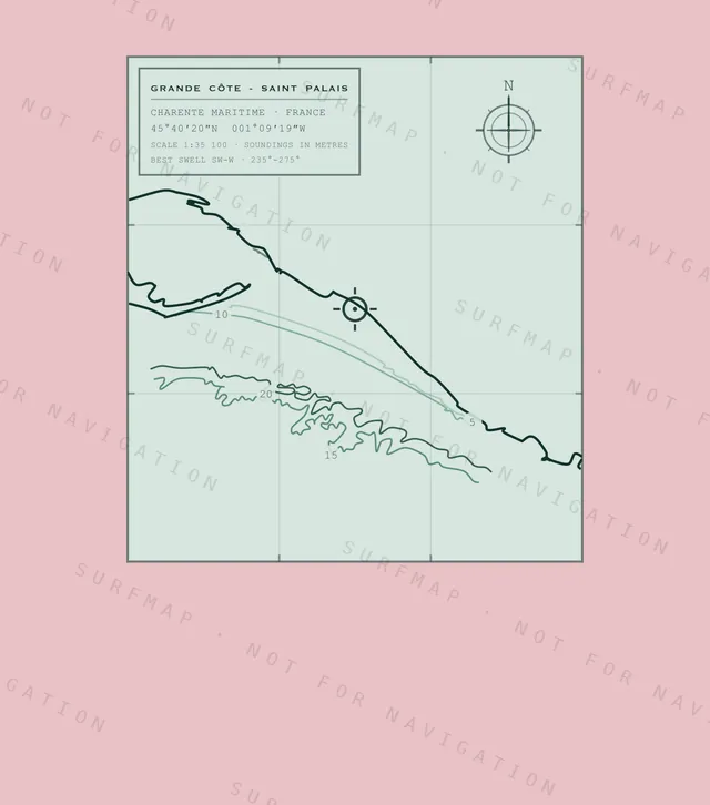 Grande Côte - Saint Palais chart, the full artwork printed on the back