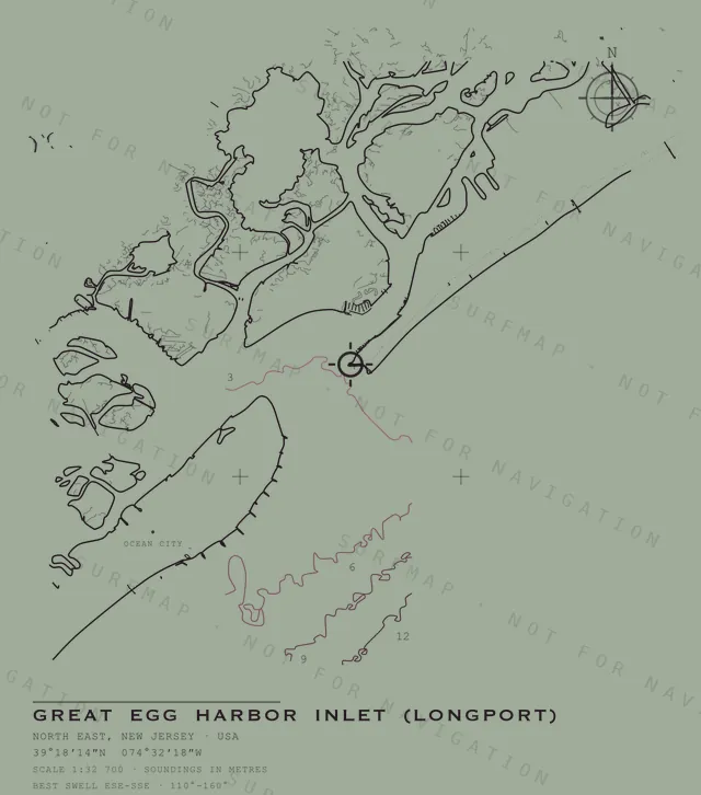 Great Egg Harbor Inlet (Longport) chart, the full artwork printed on the back