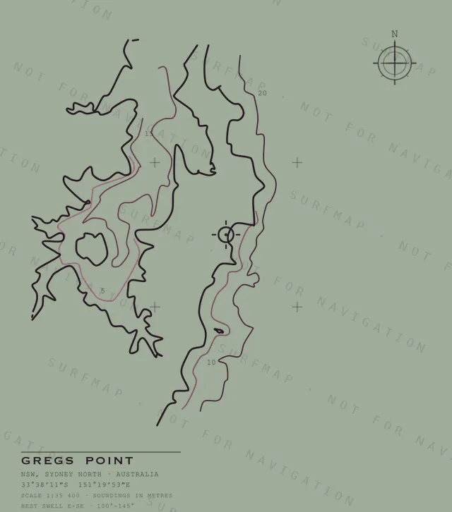 Gregs Point chart, the full artwork printed on the back