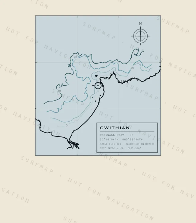 Gwithian chart, the full artwork printed on the back