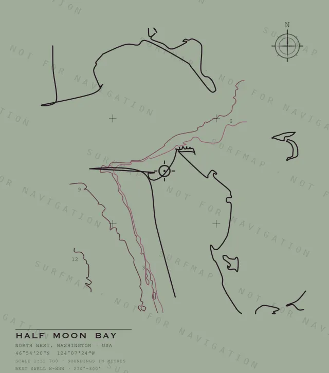 Half Moon Bay chart, the full artwork printed on the back
