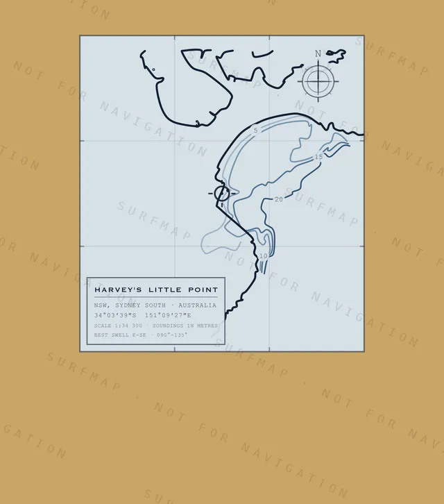 Harvey's Little Point chart, the full artwork printed on the back