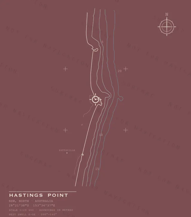 Hastings Point chart, the full artwork printed on the back