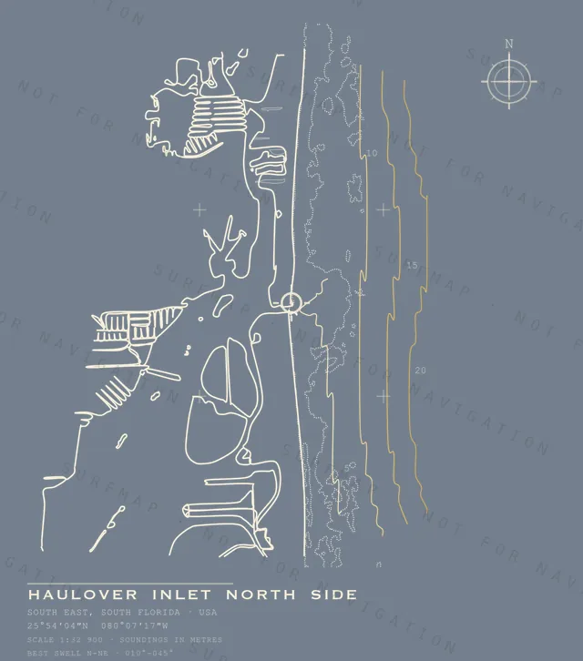 Haulover Inlet North Side chart, the full artwork printed on the back