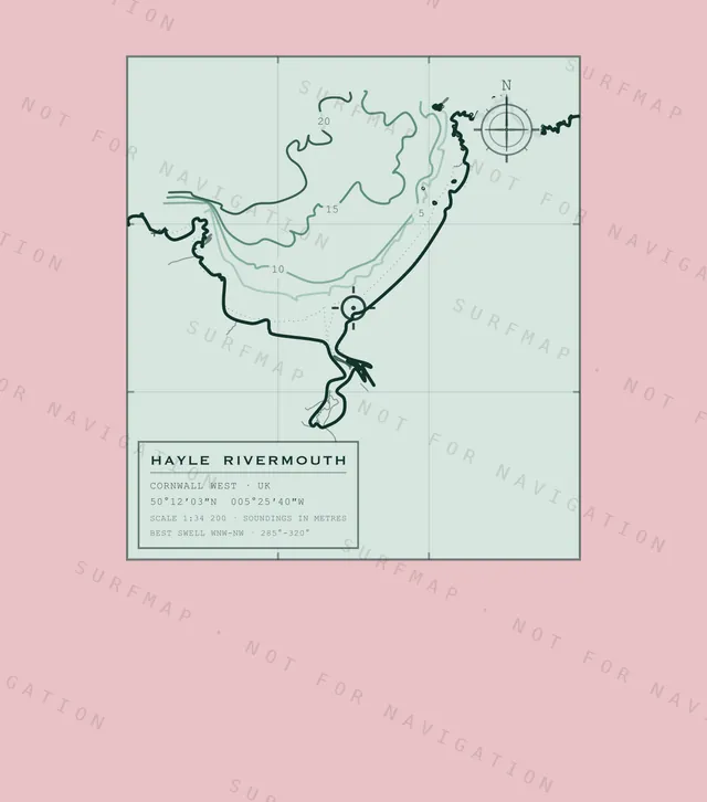 Hayle Rivermouth chart, the full artwork printed on the back